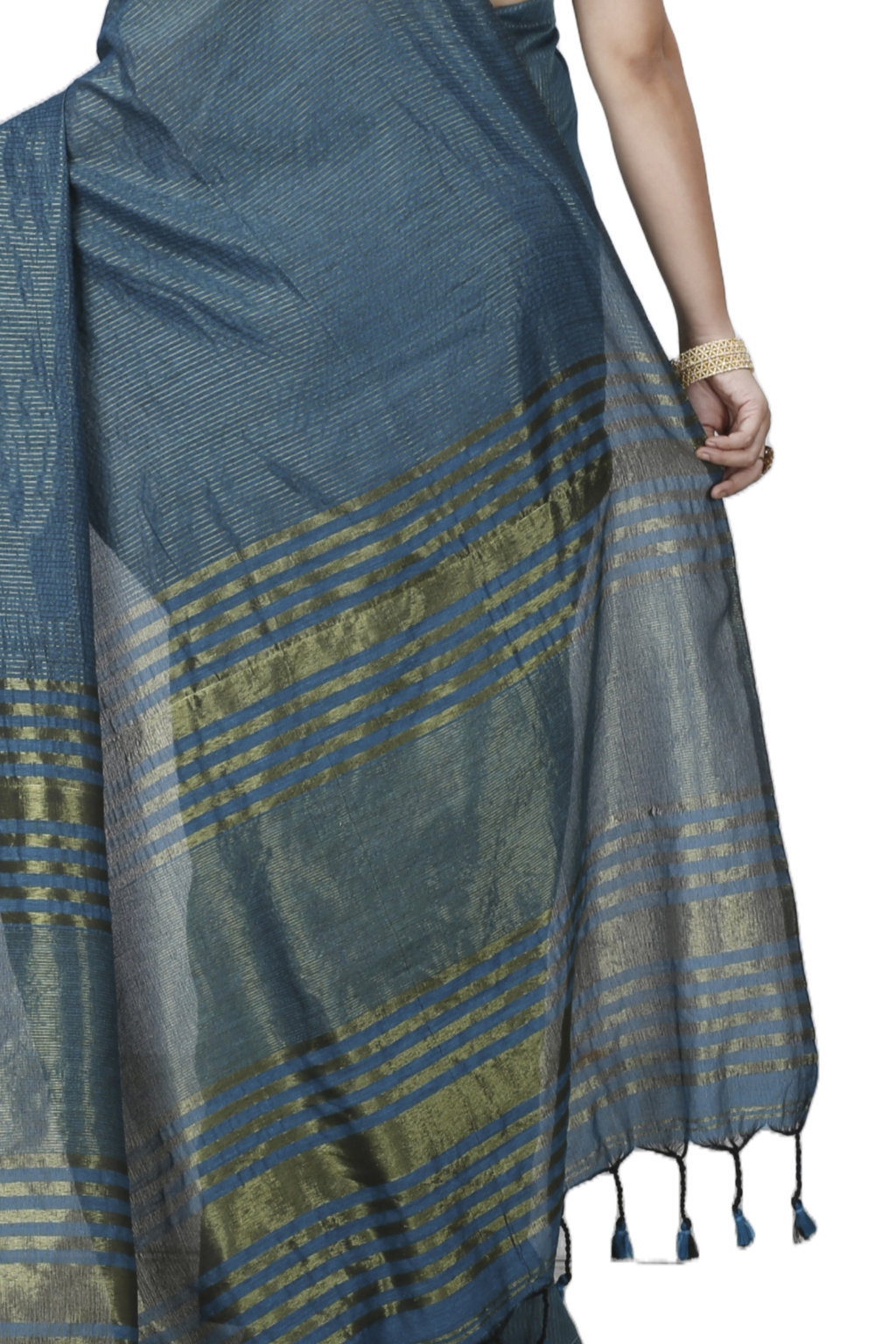 Botel Green Blended Cotton Tama Hand Loom Saree (1205)